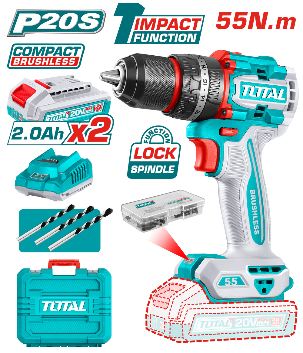 20_55_Brushless_2_-TIDLI20558_1000x TIDLI20558 شنيور 20 فولت 55 نيوتن دقاق مع 2 بطاريه - الصورة 1