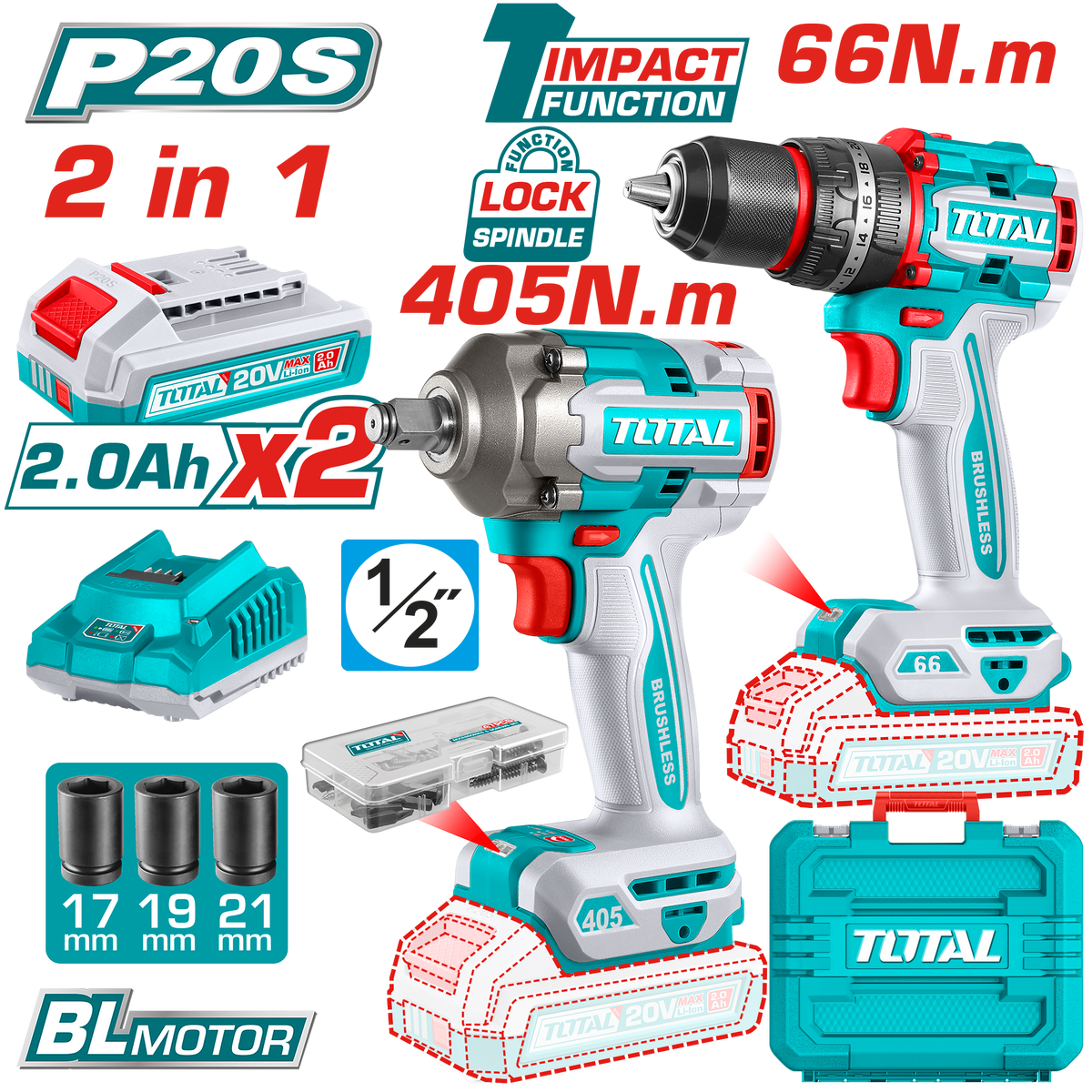 IMG_5070 TCKLI20275 طقم كومبو TCKLI20286 شنيور 66 نيوتن مع دريل 400 نيوتن - الصورة 1