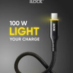 وصله شاحن لوك مضئ 100 وات تايب سي type c-c ilock