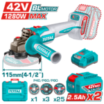 صاروخ 42 فولت TAGLI4128112 42v Cordless Angle Grinder 2 x 2.5Ah