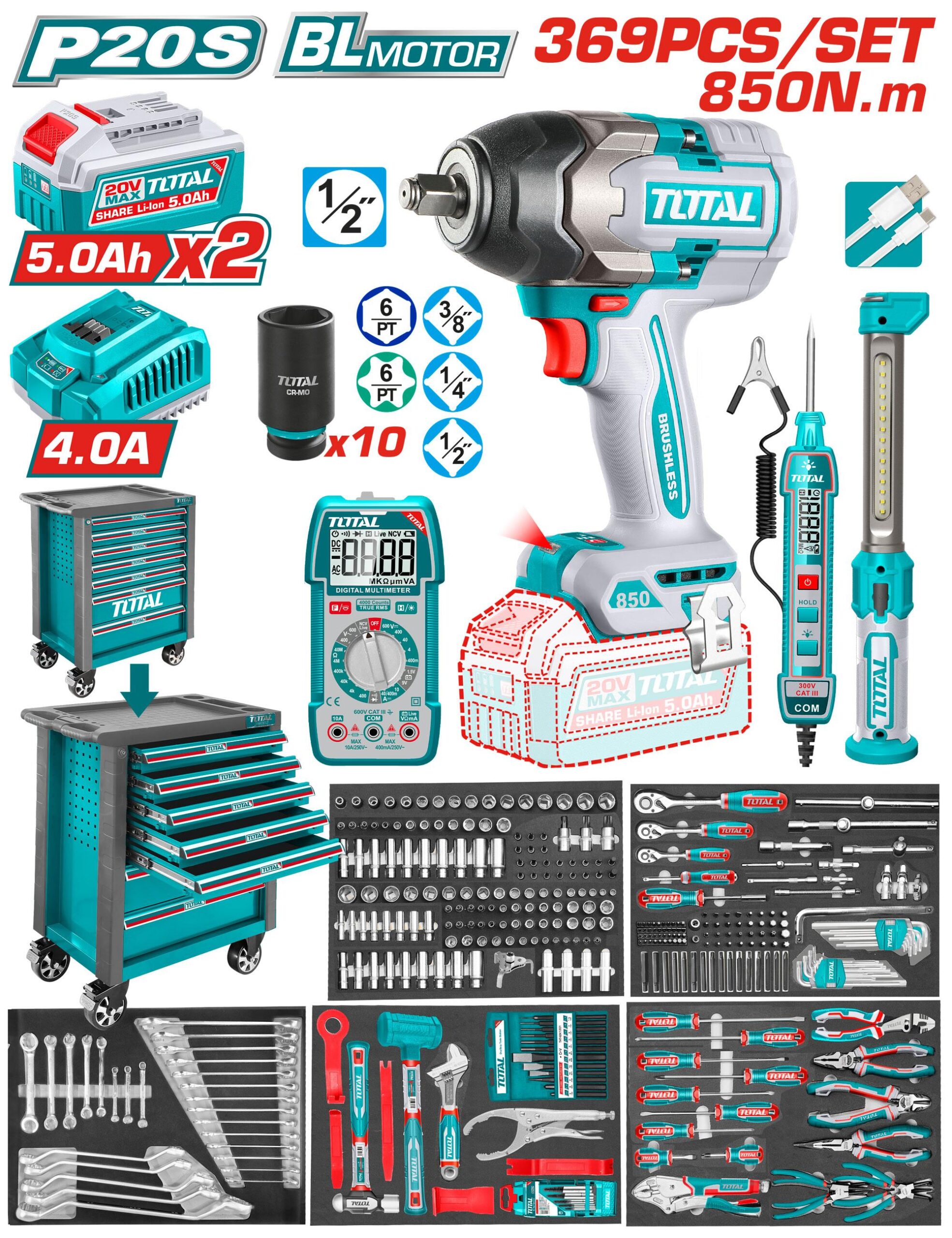 دولاب عده ٣٦٩ قطعه THPTCS83692 tool chest