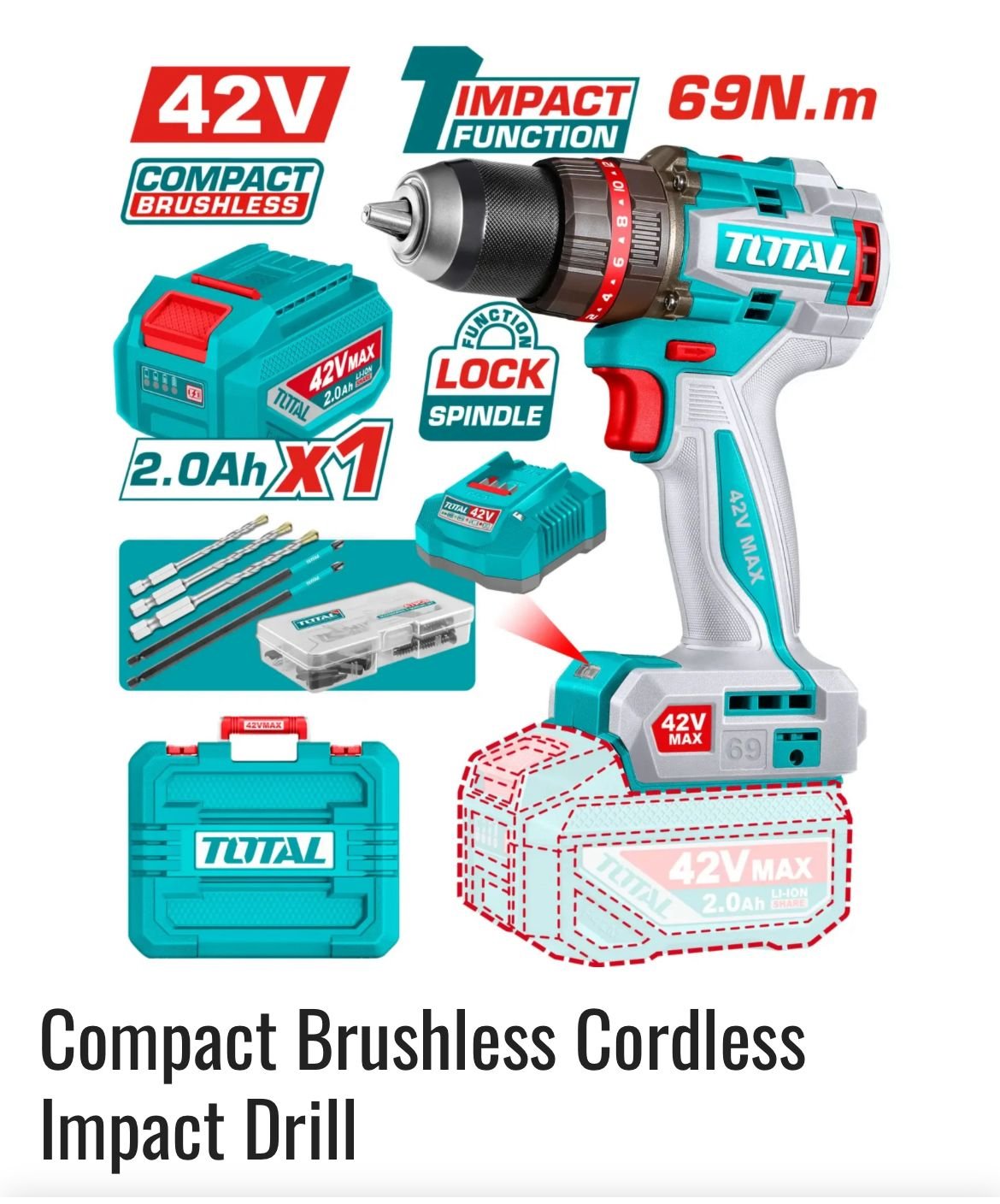 TIDLI426981 cordless impact drill 42v