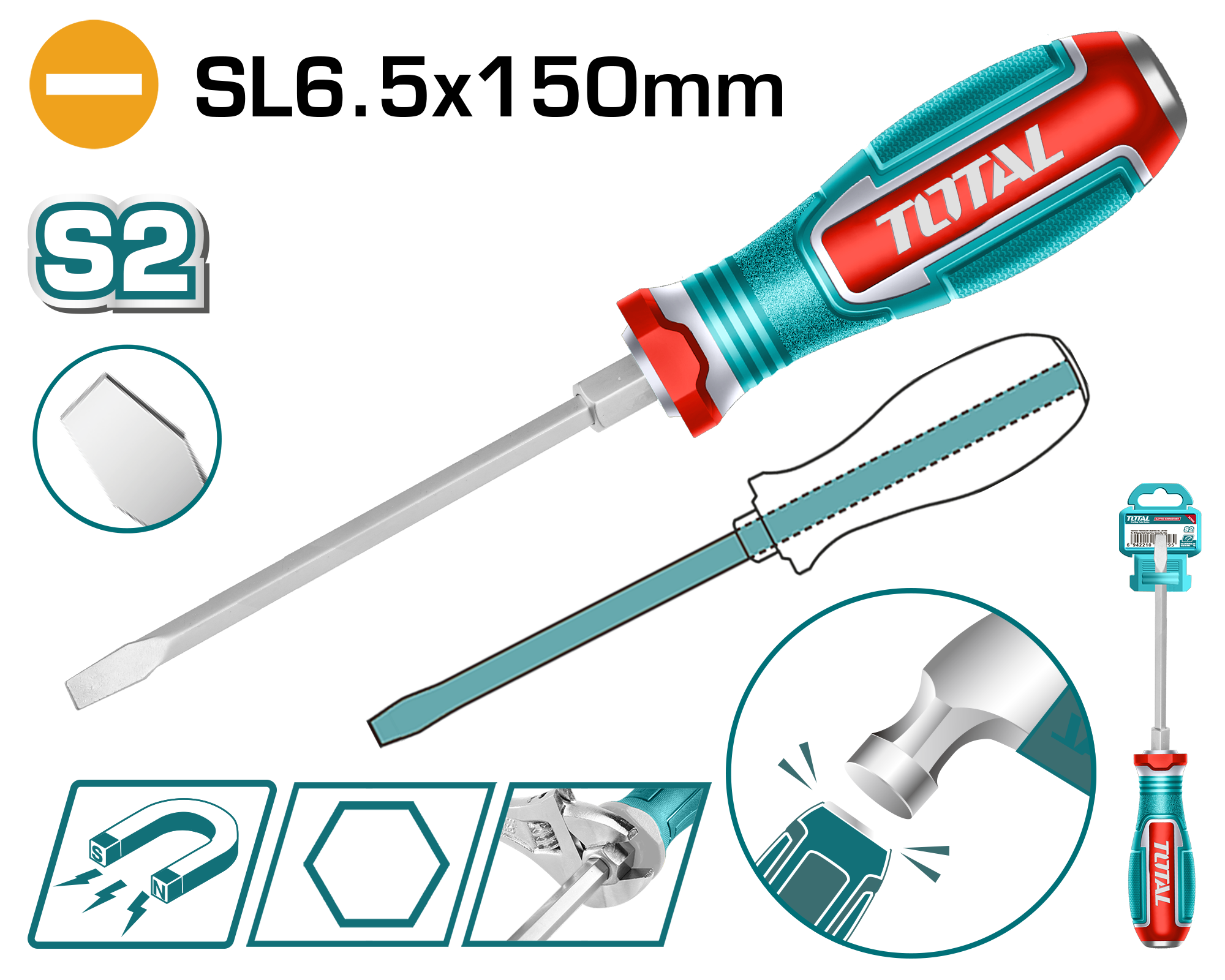 tgtsl6150 مفك عاده دق 6.5*150 توتال