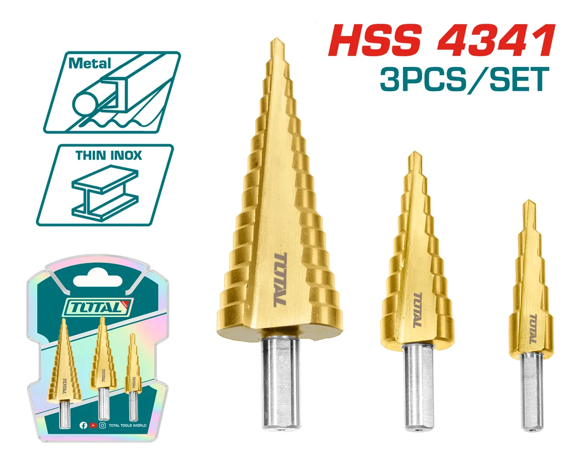 TOTAL TAC80401 3pcs Step Drill Bit Set طقم بنط هرمي