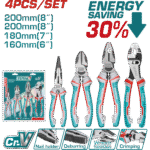 TOTAL 4 Pcs Pliers Set THT2K0488 طقم بنس 4 قطع