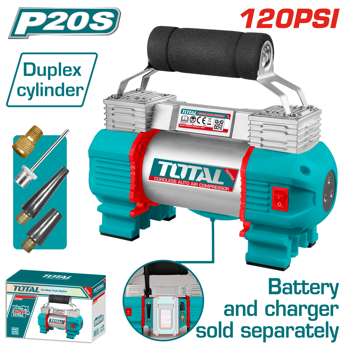 IMG_8354 كمبروسر منفاخ ٢ بستم 20 فولت بدون بطارية و شاحن TACLI2026 - الصورة 1