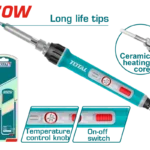 توتال تولز كاوية لحام قصدير كهرباء 70 وات ببكره للتحكم فى الحرارة TET01606