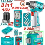 tosli250886 كومبو1 16 فولت  دريل 170 نيوتن + ميزان ليزر + متر ليزر 100 متر