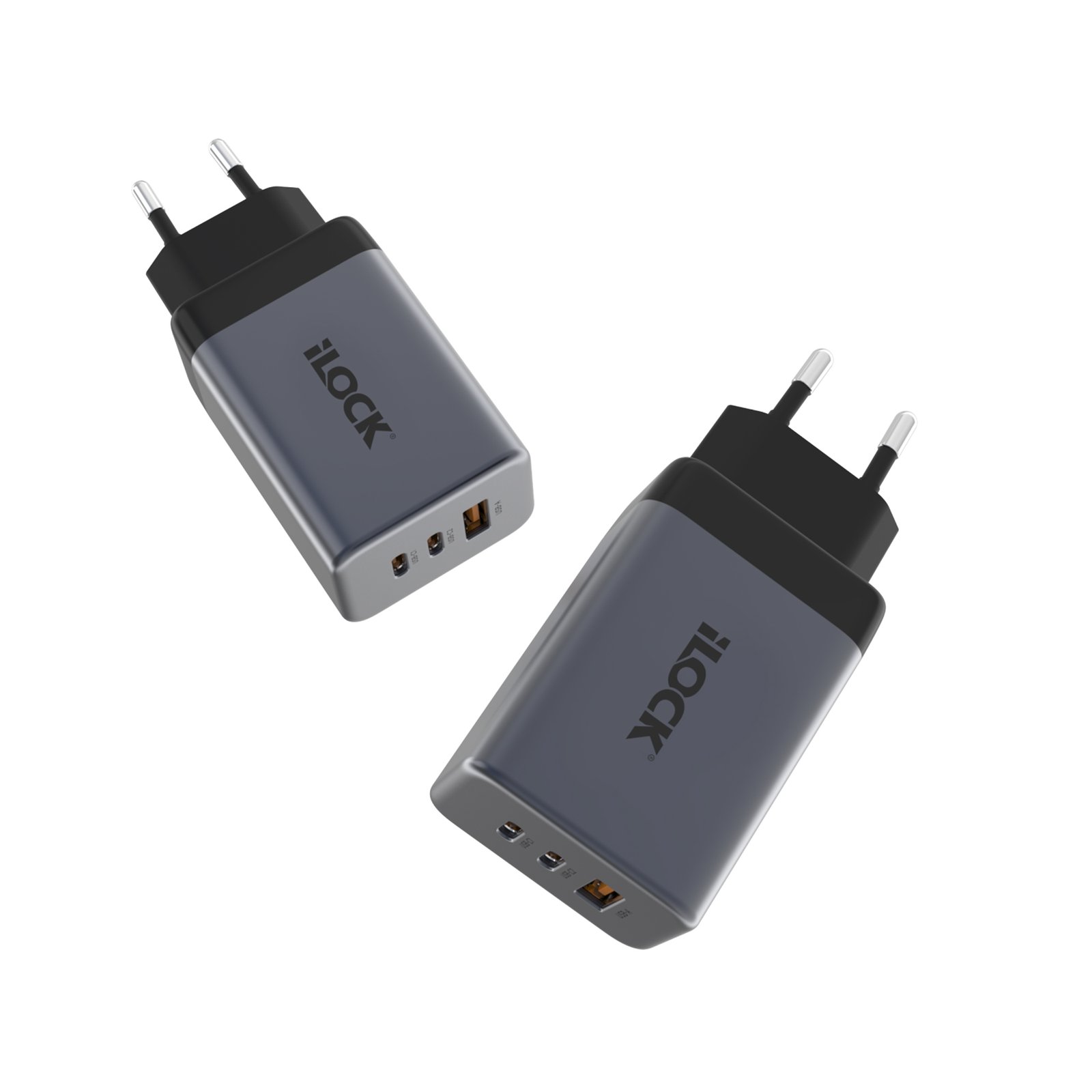 65-w-4 شاحن سريع 65 وات باور لوك ilock Wall Fast Charger 65W (2 USB-C & USB-A) - الصورة 1
