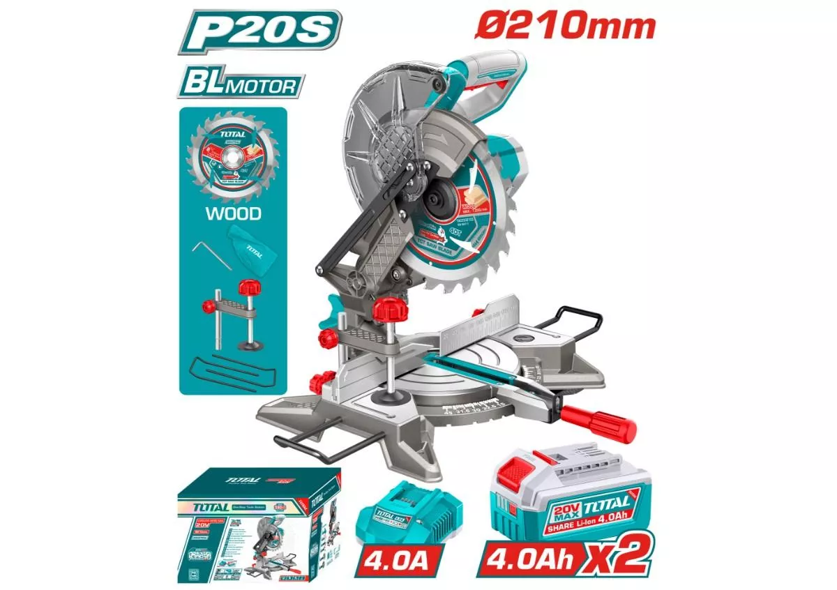 TMSLI20212 ديسك 8.25 بوصه مع 2 بطاريه و شاحن TMSLI20212 Cordless mitre saw - الصورة 1