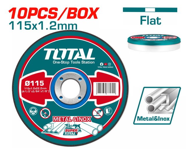 TAC2211155 علبه بسكوته 4.5 بوصه 10 قطع METAL CUTTING DICS 115 X 1.2mm - الصورة 1