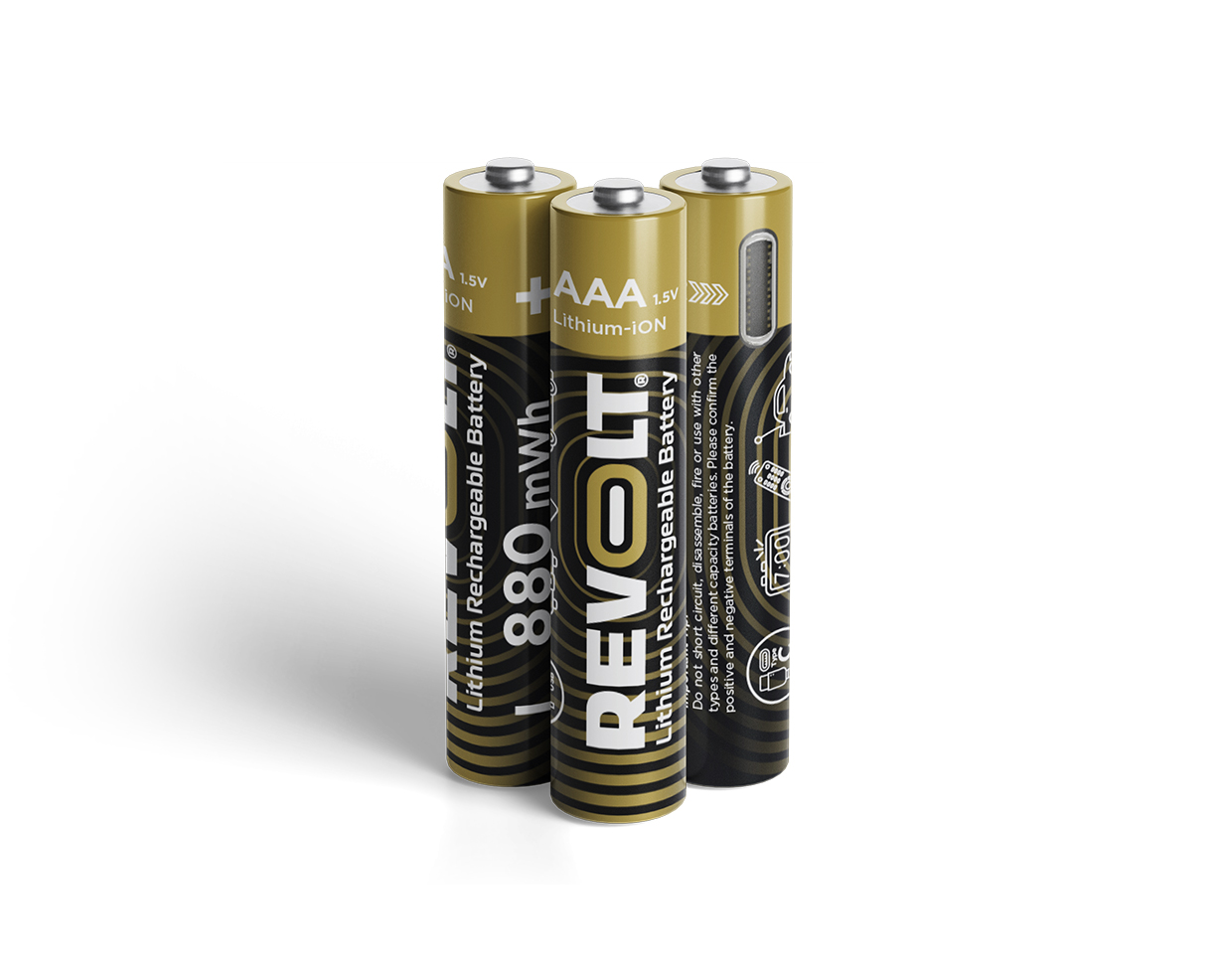 aaa-battery بطاريه ليثيوم aaa 1.5v 880mwh rechargeable batteries revolt قابله للشحن عن طريق usb-c - الصورة 1